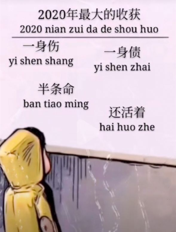 2020年最大的收获一身伤一身债半条命还活着带字高清壁纸图片下载 v1.